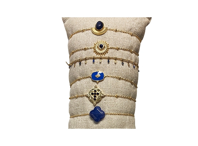 BRACELET ACIER BLEU DORE FEMME  (12)