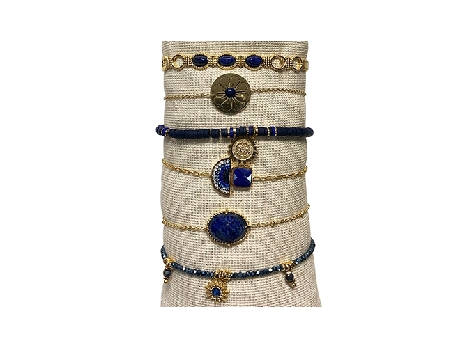 BRACELET ACIER BLEU DORE FEMME  (12)