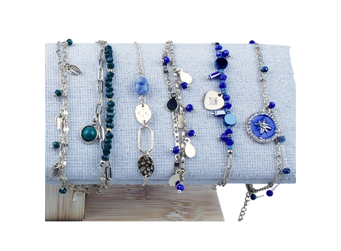 BRACELET ACIER VERT DORE FEMME  (12)