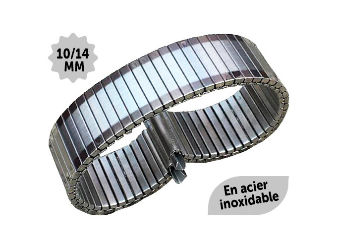 BRACELET ARGENTE EN ACIER INOXIDABLE 10-14mm   (1)