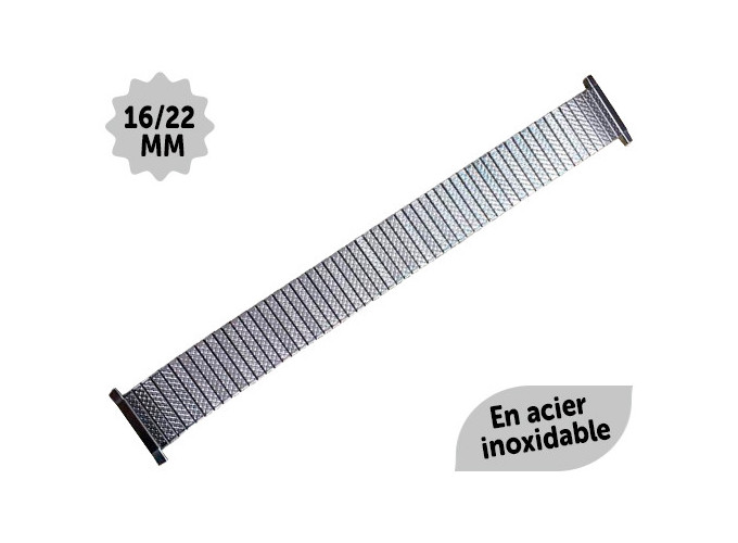 BRACELET ARGENTE EN ACIER INOXIDABLE 16-22mm   (1)