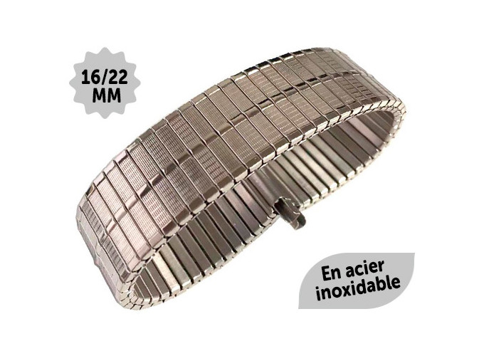 BRACELET ARGENTE EN ACIER INOXYDABLE 16-20mm   (1)