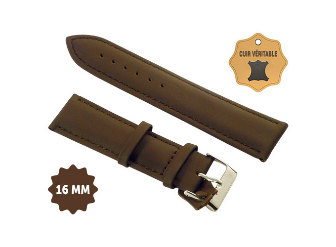BRACELET PU CUIR DOUBLE MARRON 16mm   (1)