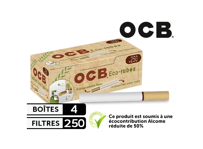 BTE DE 250 TUBES OCB BIODEGRADABLE (PAR 4 BOITES)