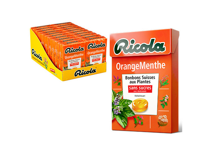 BTE RICOLA 20 ETUIS 50g BONBONS ORANGE-MENTHE (1)