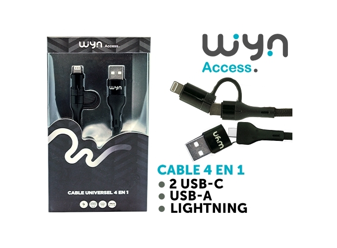 CABLE 4 EN 1  TRESSÉ  NOIR   (1)