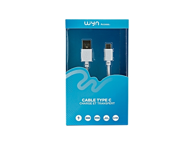 CABLE TYPE-C STANDARD BLANC 2M    2.4A (1)