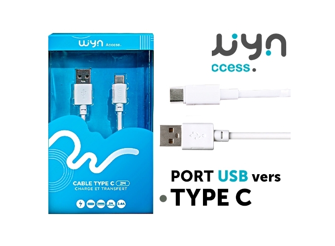 CABLE TYPE-C STANDARD BLANC 2M    2.4A (1)