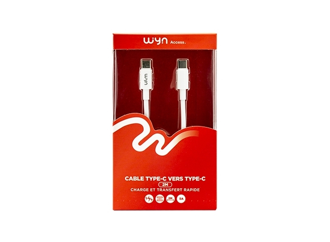 CABLE TYPE-C VERS TYPE-C RAPIDE 2M     5A   (1)