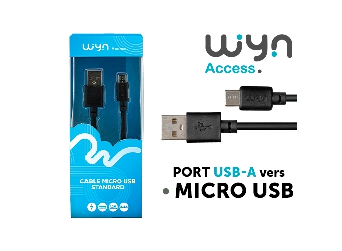 CABLE USB STANDARD NOIR 1.2M  2.4A   (1)