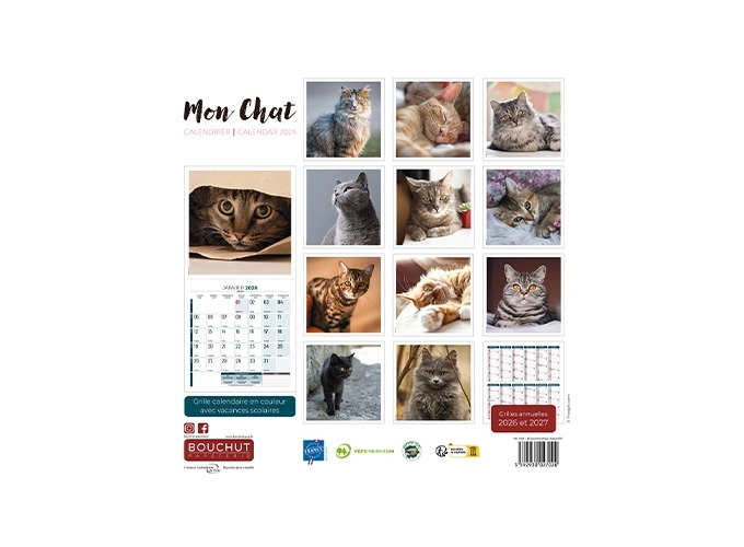 CALEND. 2026  30X30 ILLUSTRE 1 MOIS P. CHATS