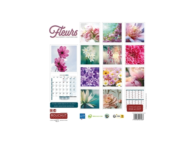 CALEND. 2026  30X30 ILLUSTRE 1 MOIS P. FLEURS