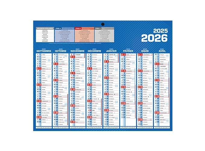 CALENDR. CLASSIQUE 2025 26 16 MOIS 21X26.5    (25)