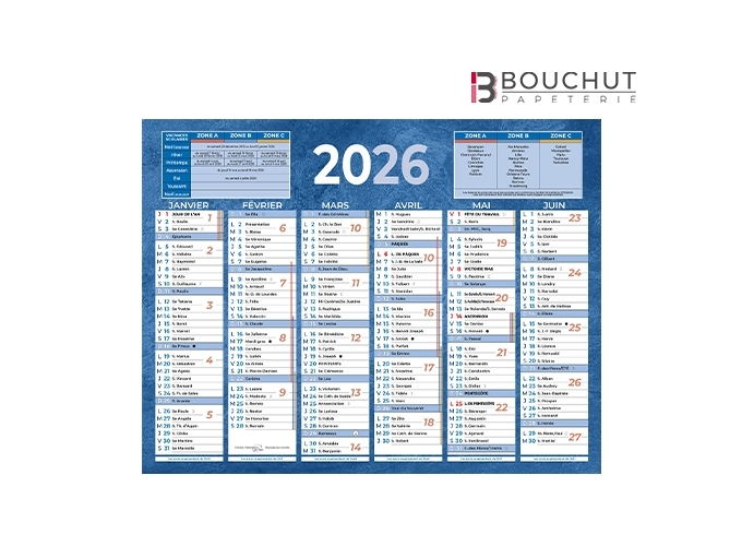 CALENDRIER 2026 13.5X17. NEUTRE 6 MOIS   FACE (50)