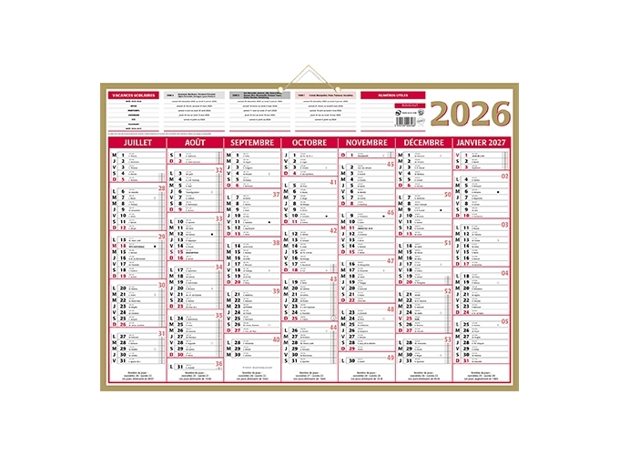 CALENDRIER 2026 40,5X55  7 MOIS RECTO VERSO  (25)
