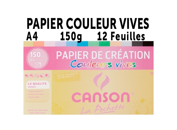 CANSON COULEURS VIVES A GRAIN 12F 21X29,7 160G