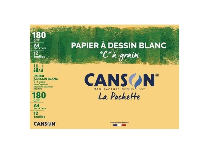CANSON POCH DESSIN GRAIN 12F 210X297 180G (10)