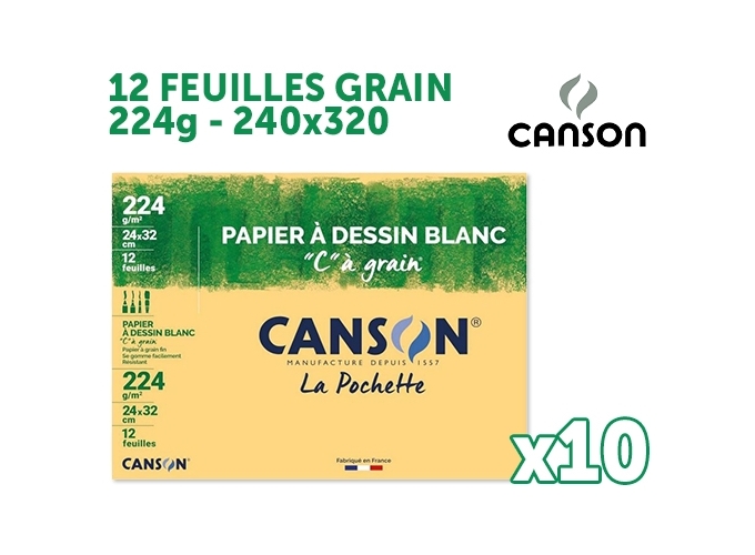 CANSON POCH DESSIN GRAIN 12F 240X320 224G (10)
