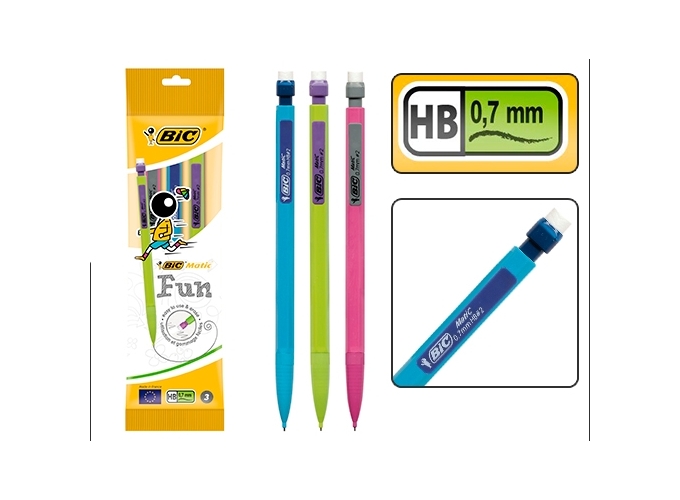 CARTE 3 PORTE-MINES BIC MATIC COMBOS 0,7MM (25)
