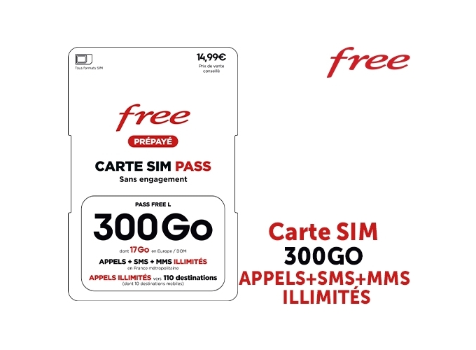 CARTE SIM FREE MOBILE 300GO APPELS SMS ILLI. (1)