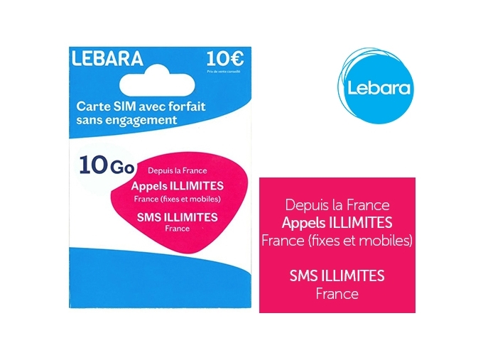 CARTE SIM LEBARA  10 EUROS AVEC 10 GO    (1)