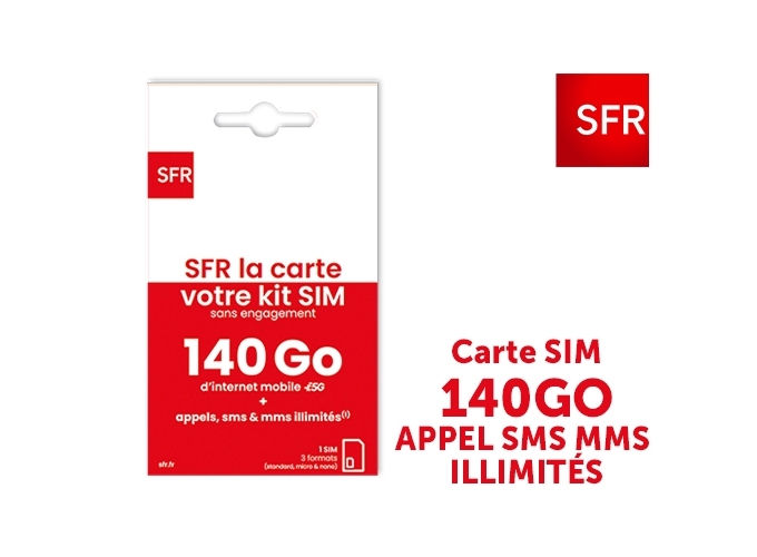 *CARTE SIM SFR 140 GO APPELS,SMS,MMS ILLIMITES (1)
