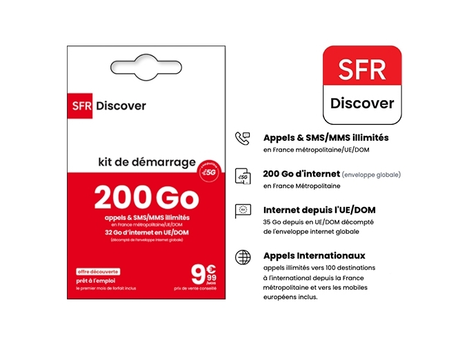 CARTE SIM SFR DISCOVER 200 GO APPELS SMS ILLI. (1)