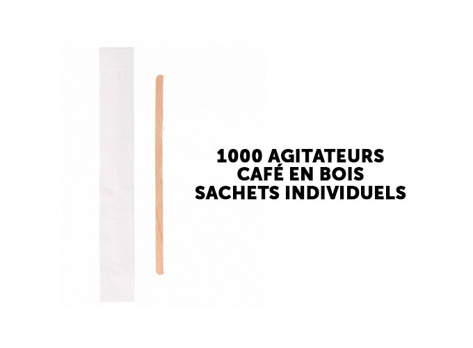 CARTON 1000 AGITATEURS CAFE EN BOIS EN SACHET IND.