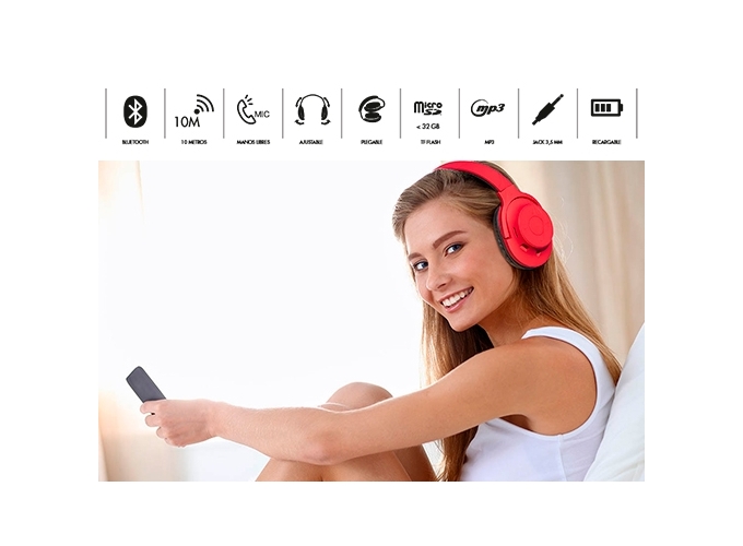 CASQUE BLUETOOTH MP3 KIT MAIN LIBRE ROUGE (1)