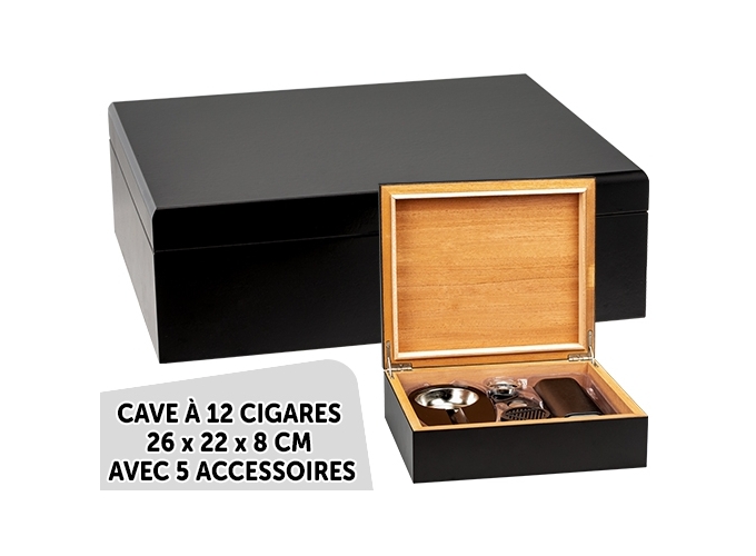 CAVE A 12 CIGARES NOIR 26 X 22 X 8 CM