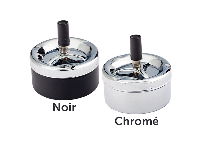 CENDRIER POUSSOIR 9CM METAL NOIR ET CHROM (6)