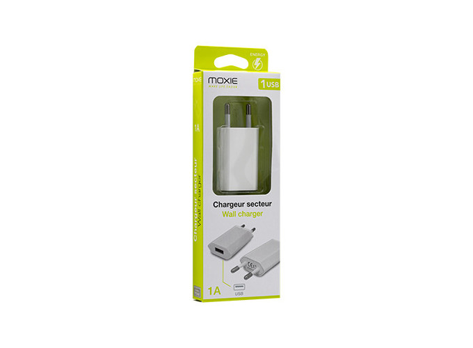 CHARGEUR SECTEUR BLANC  AVEC ENTREE USB    1A (1)