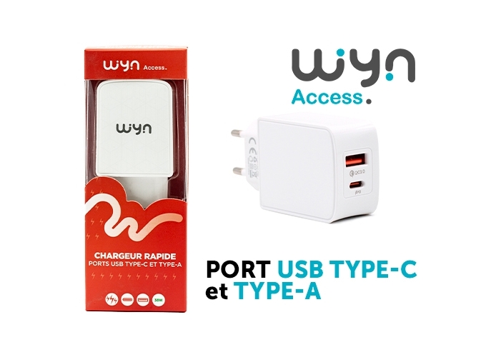 CHARGEUR SECTEUR FAST USB(18W) ET USB-C (20W) (1)