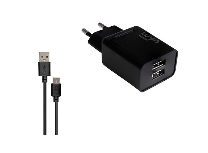 CHARGEUR SECTEUR WYN DOUBLE USB  2.4A  SANS CABLE