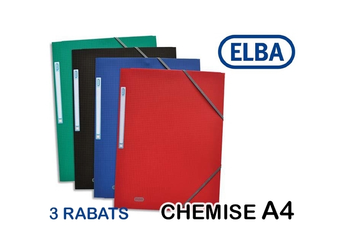 CHEMISE A4 3 RABATS ELAST. POLYPRO 4 COUL.