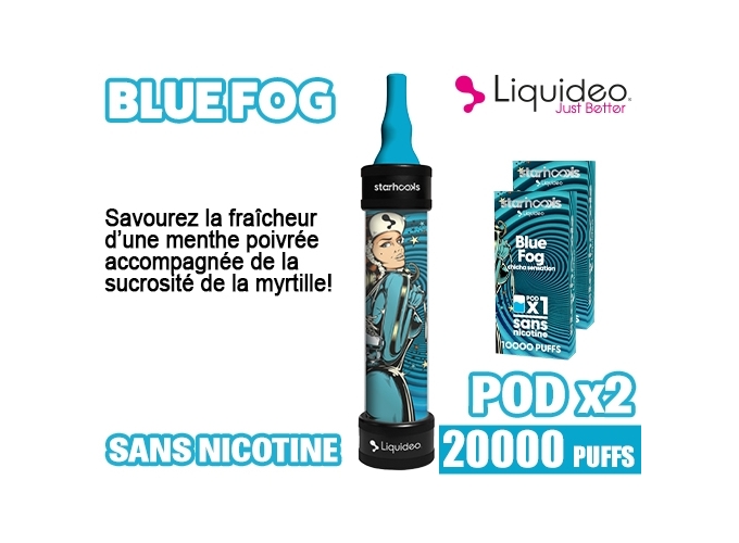 CHICHA LIQUIDEO 20K BLUE FOG MYRTILLE 2 CARTOUCHES