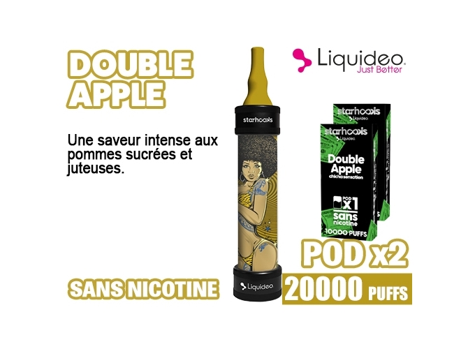 CHICHA LIQUIDEO 20K DOUBLE POMME   2 CARTOUCHES