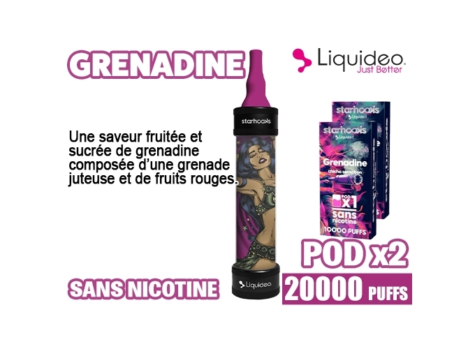 CHICHA LIQUIDEO 20K GRENADINE  2 CARTOUCHES