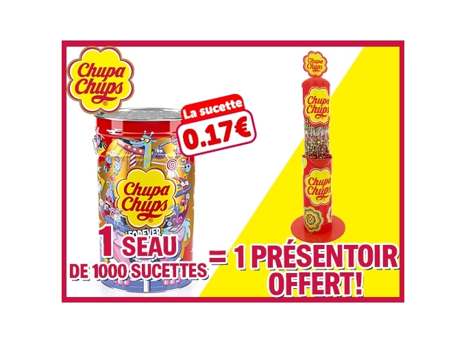 CHUPA CHUPS   SEAU 1000 SUCETTES égale 1 TOTEM OFFERT