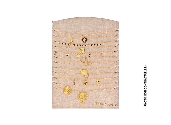 COLLIER ACIER DORE FEMME  (12)