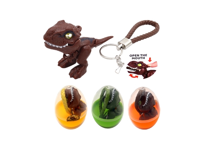 DINO 8cm MORDEUR OEUF   PORTE CLE  ASS.3  (BTE.12)
