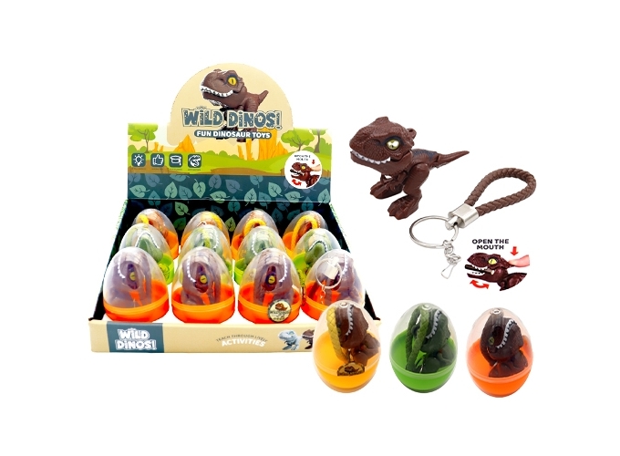 DINO 8cm MORDEUR OEUF   PORTE CLE  ASS.3  (BTE.12)