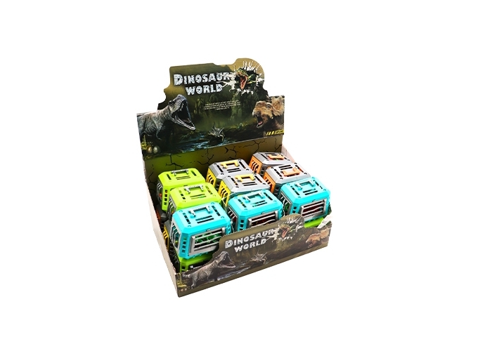 DINOSAURE AVEC CAGE 10.5CM 4 COULEURS ASS. (18)