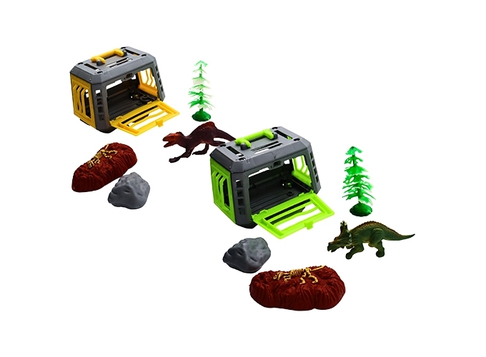 DINOSAURE AVEC CAGE 10.5CM 4 COULEURS ASS. (18)