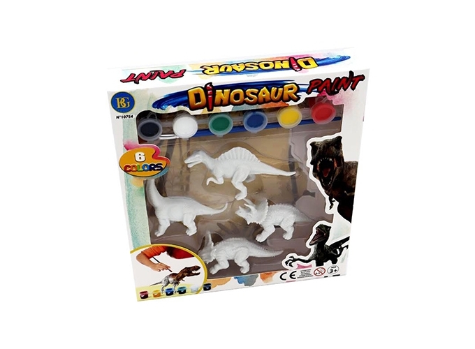DINOSAURES A PEINDRE 4 PCES   6 COULEURS. (BTE.12)