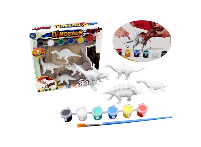 DINOSAURES A PEINDRE 4 PCES   6 COULEURS. (BTE.12)