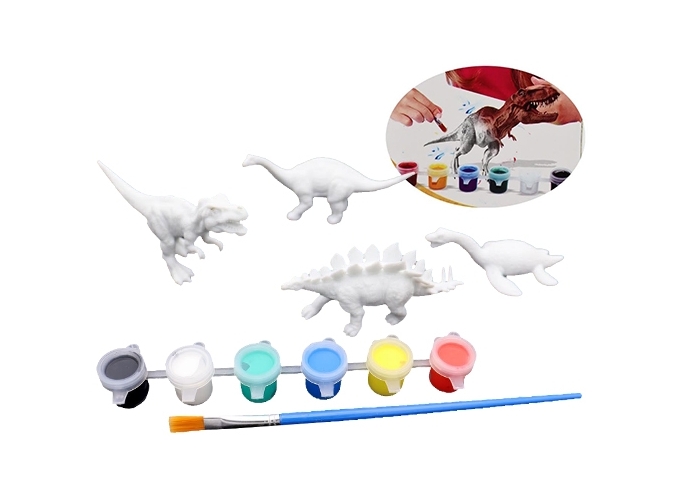 DINOSAURES A PEINDRE 4 PCES   6 COULEURS. (BTE.12)