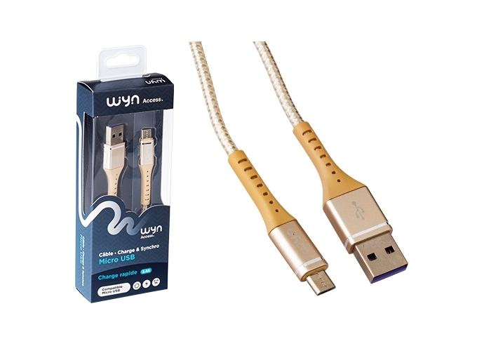 ** DISCONTINÉ CABLE MICRO USB TRESSE GOLD (1)