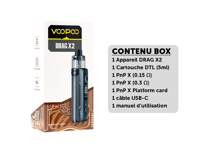 DRAG X2 VOOPOO GRAY METAL (ACCU NON PROPRIETAIRE