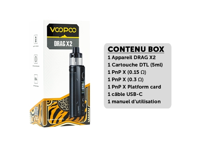 DRAG X2 VOOPOO SPRAY BLACK (ACCU NON PROPRIETAIRE
